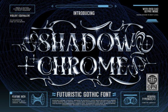 Shadow Chrome: A Futuristic Gothic Font for Bold Handmade Brands